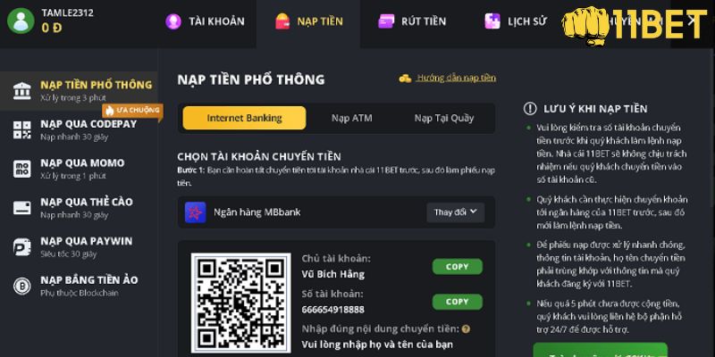 nạp tiền 11BET